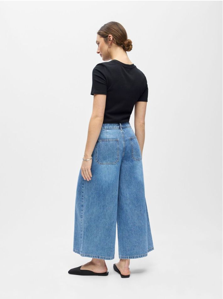 Jupe culotte denim poches plaquées Fulla