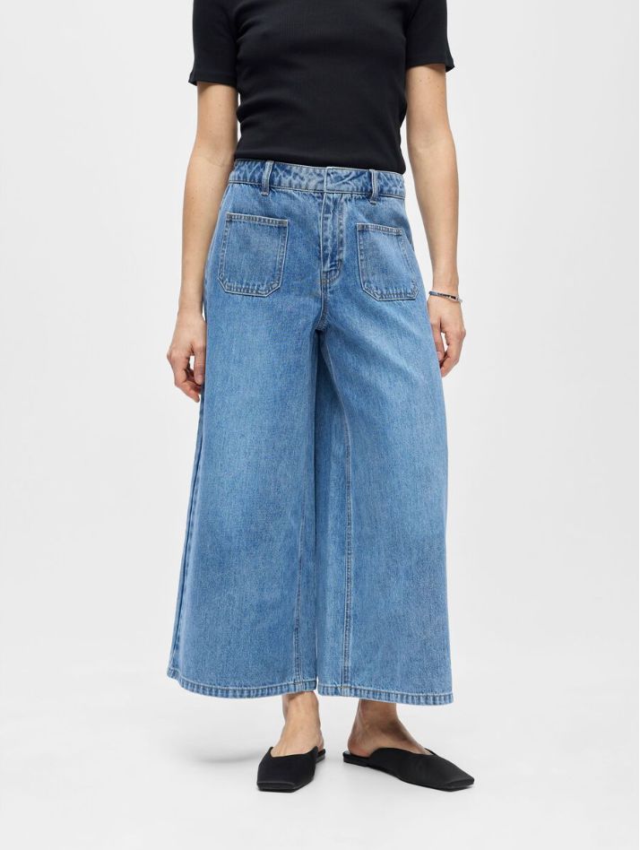 Jupe culotte denim poches plaquées Fulla