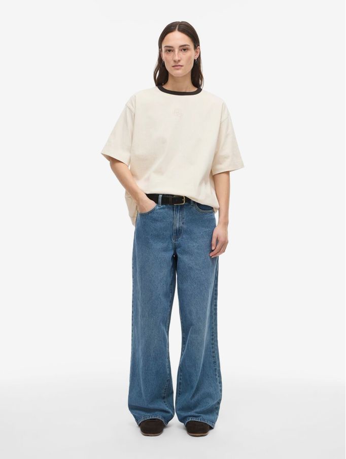 T shirt creme col noir Naomi