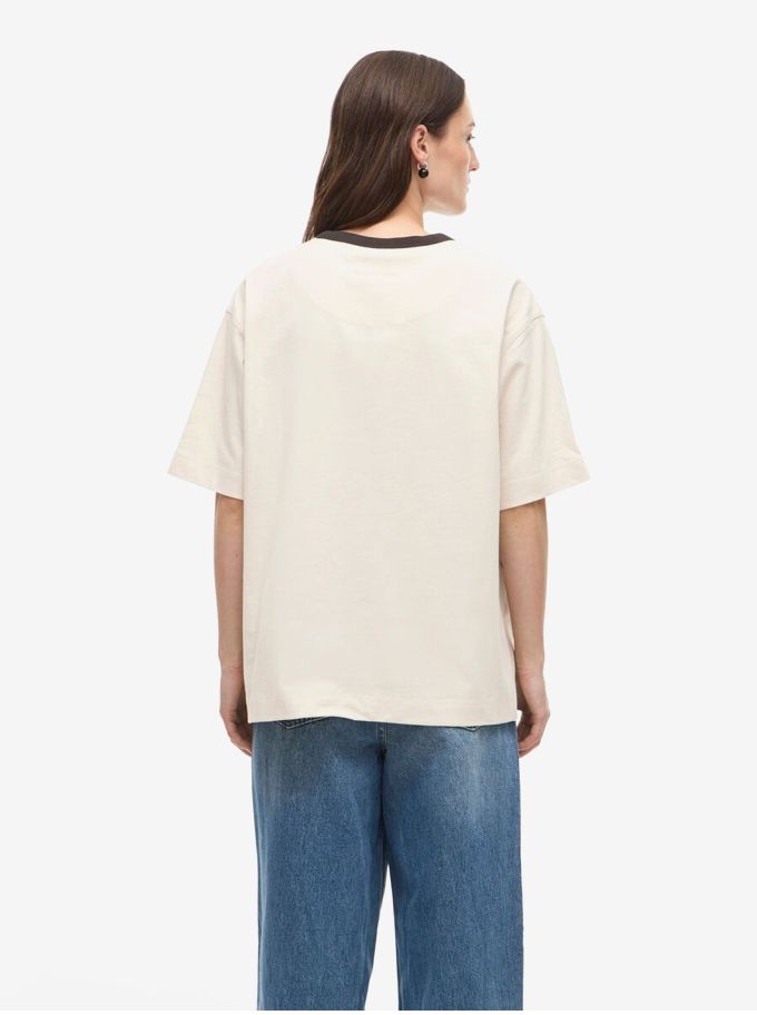 T shirt creme col noir Naomi