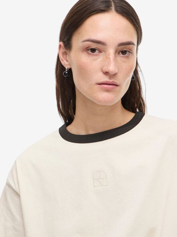 T shirt creme col noir Naomi