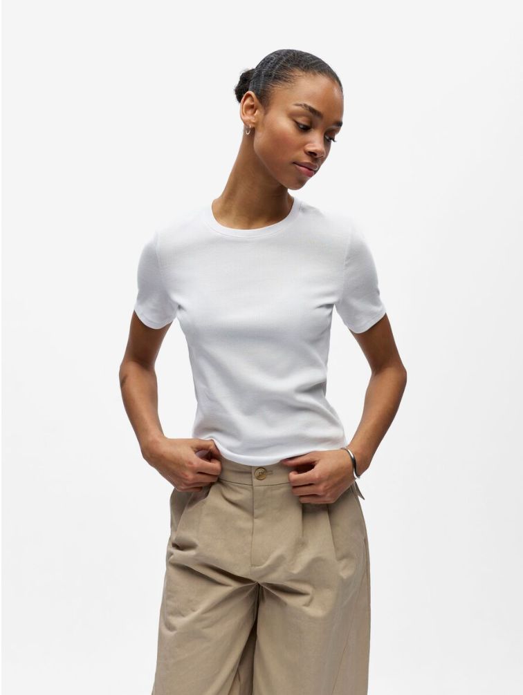 T shirt blanc côtelé Moli