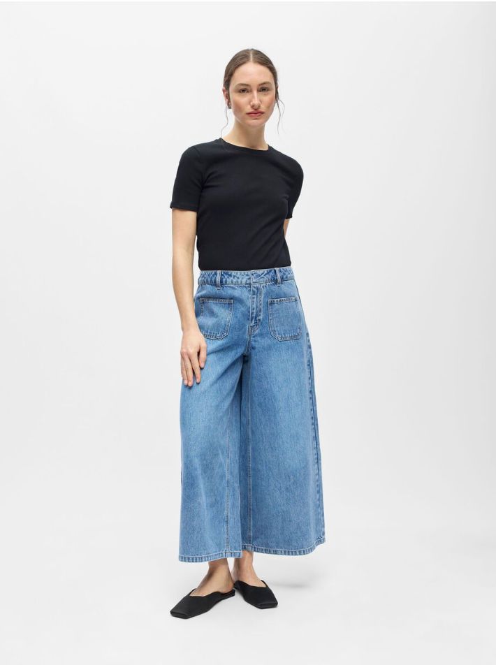 Jupe culotte denim poches plaquées Fulla