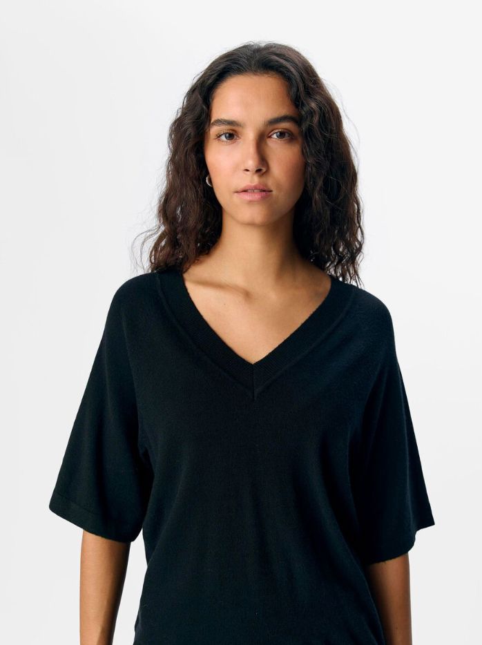T shirt col V noir Thess